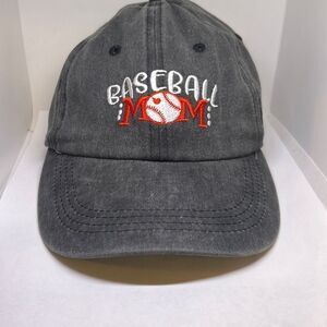 Baseball Mom Embroidered Baseball Cap – Adjustable Distressed Black Hat